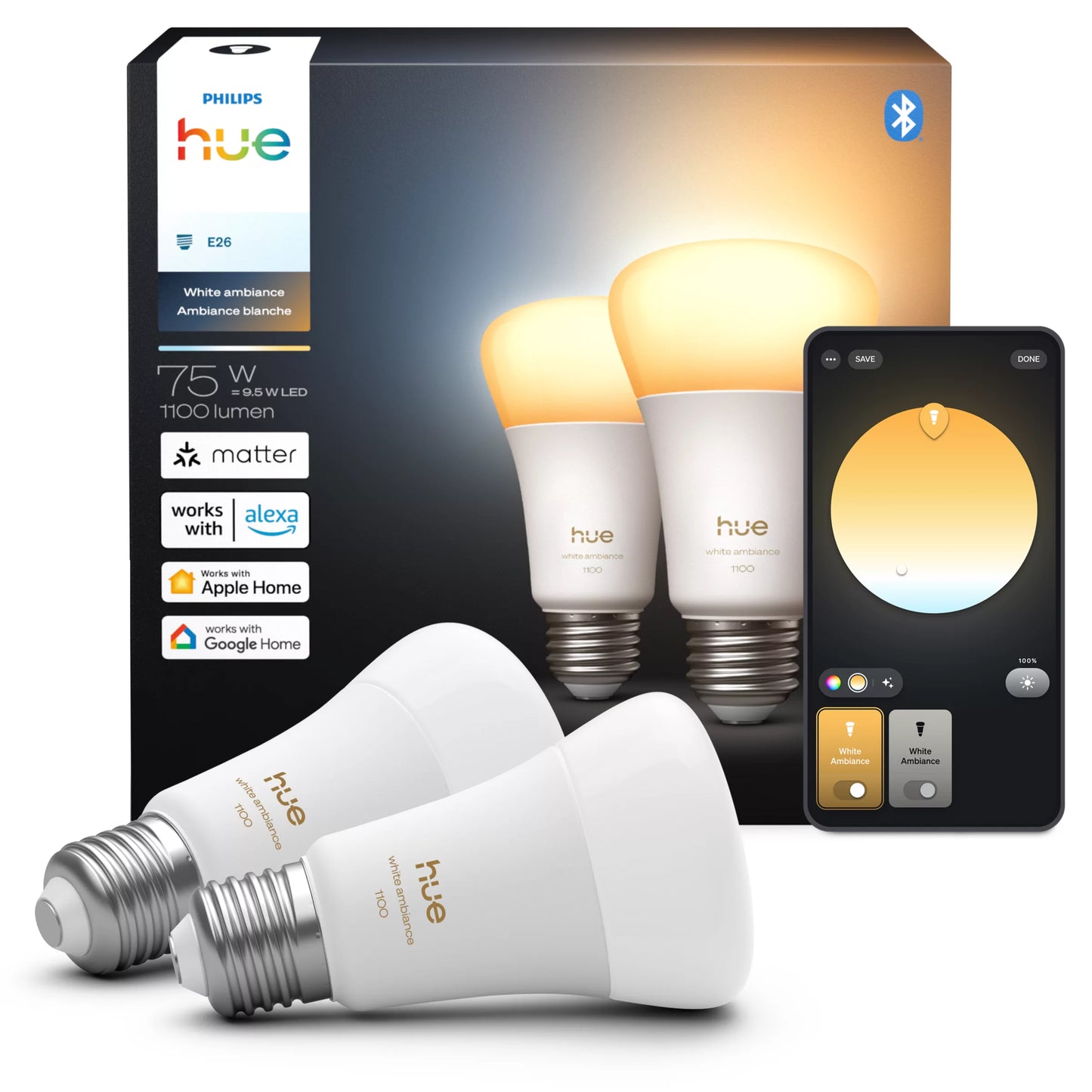 75W A19 2PACK- E26 smart bulbs