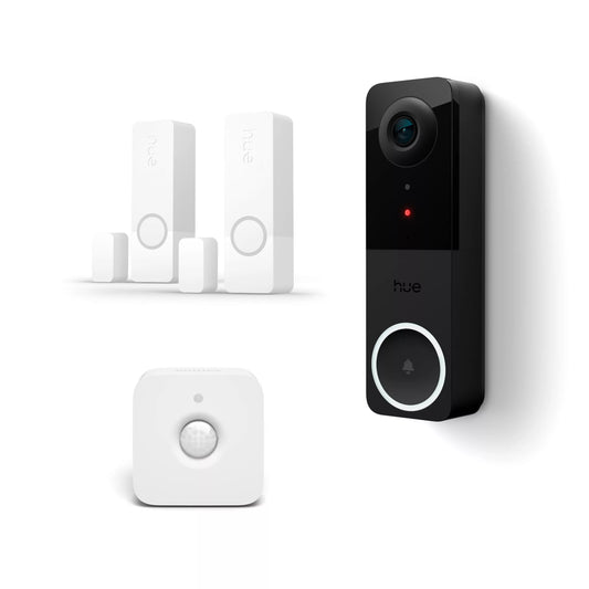 Hue Wired video doorbell + indoor motion sensor + 2 contact sensors in white